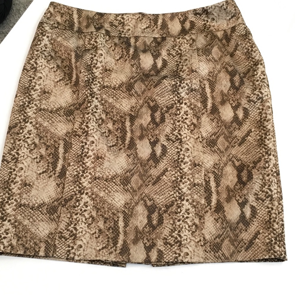 Brown snakeskin silky skirt size 12